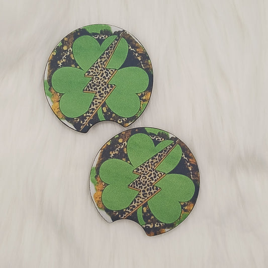 Lucky shamrock car coasters