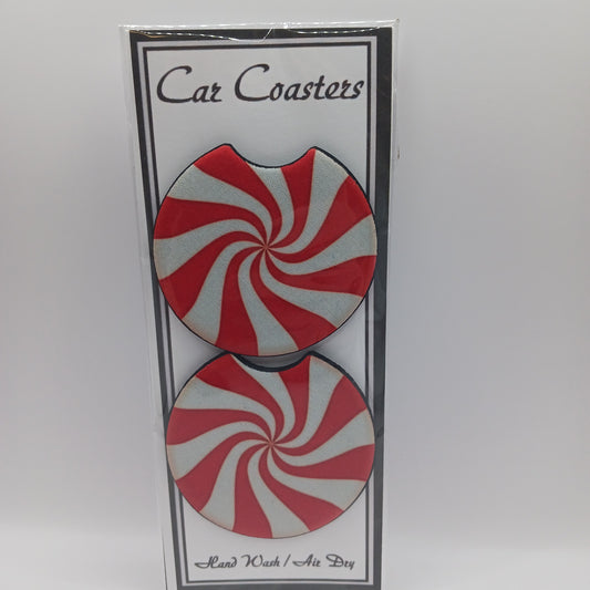 Peppermint swirl car coasters