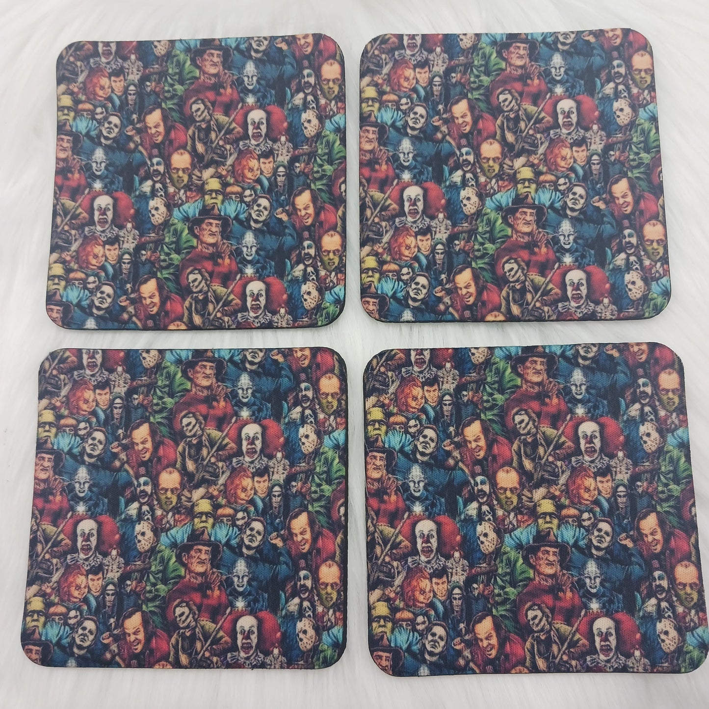 Horror movie table top coasters