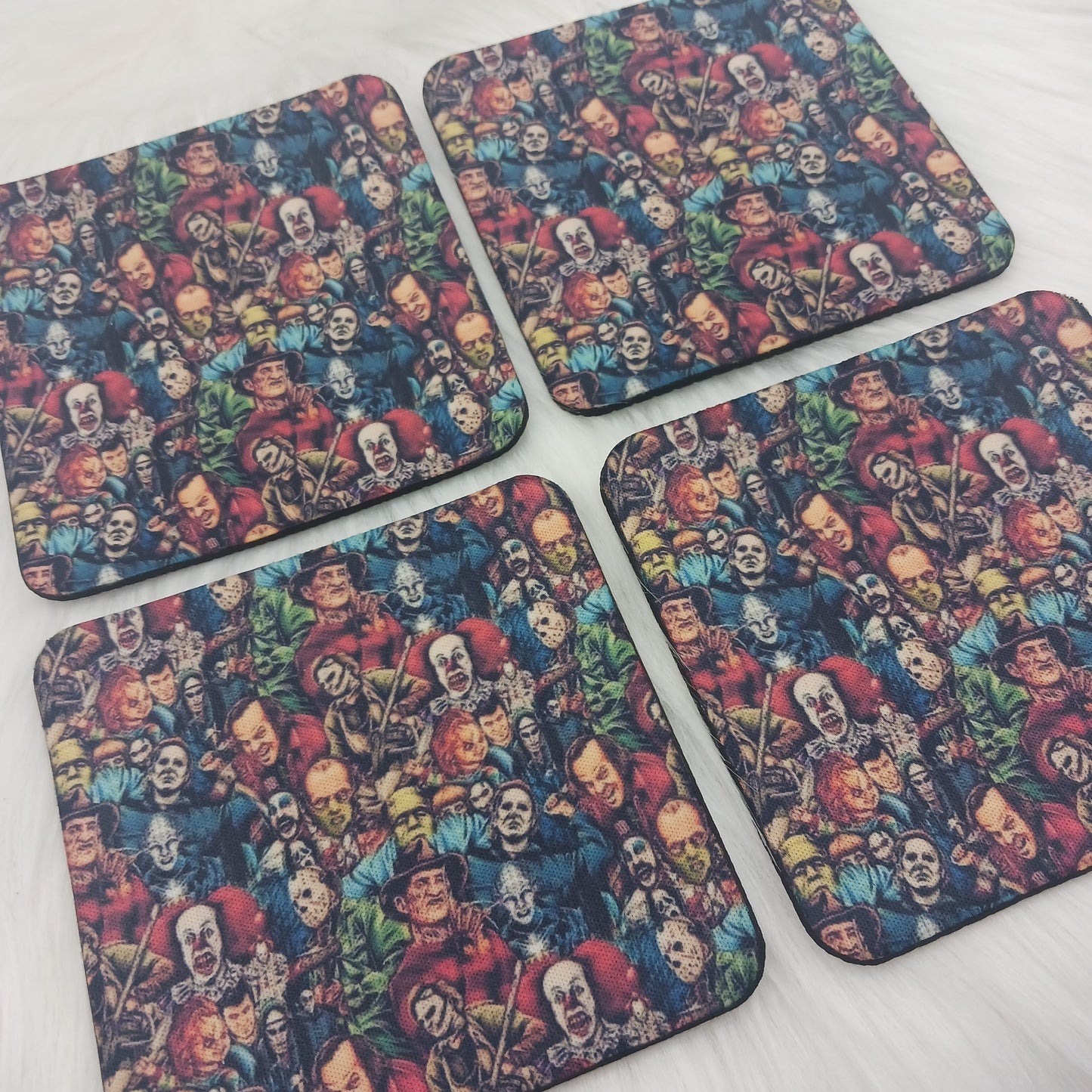 Horror movie table top coasters