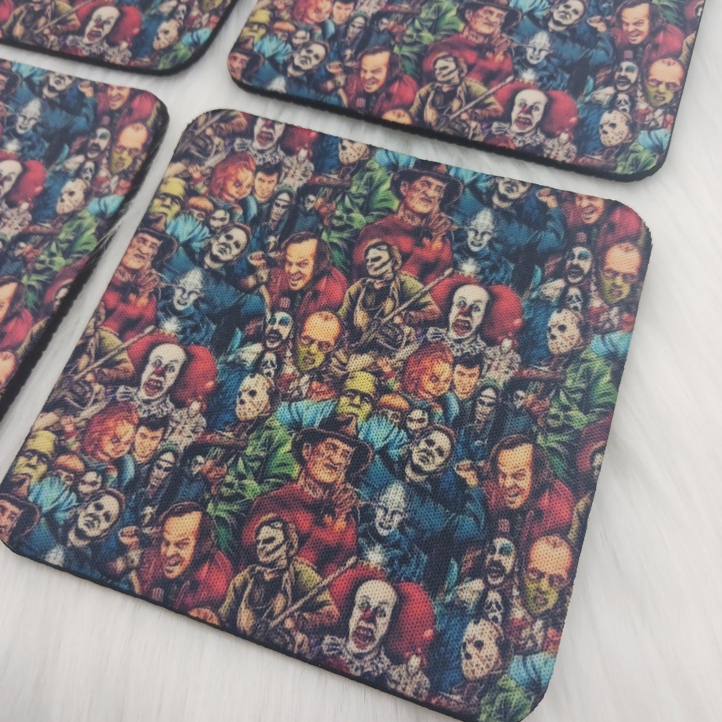 Horror movie table top coasters