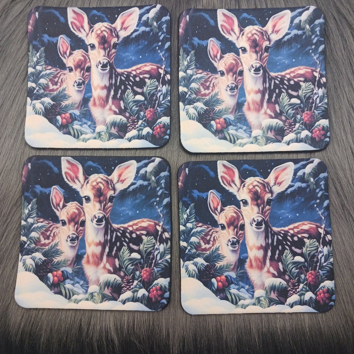 Winter deer table top coasters