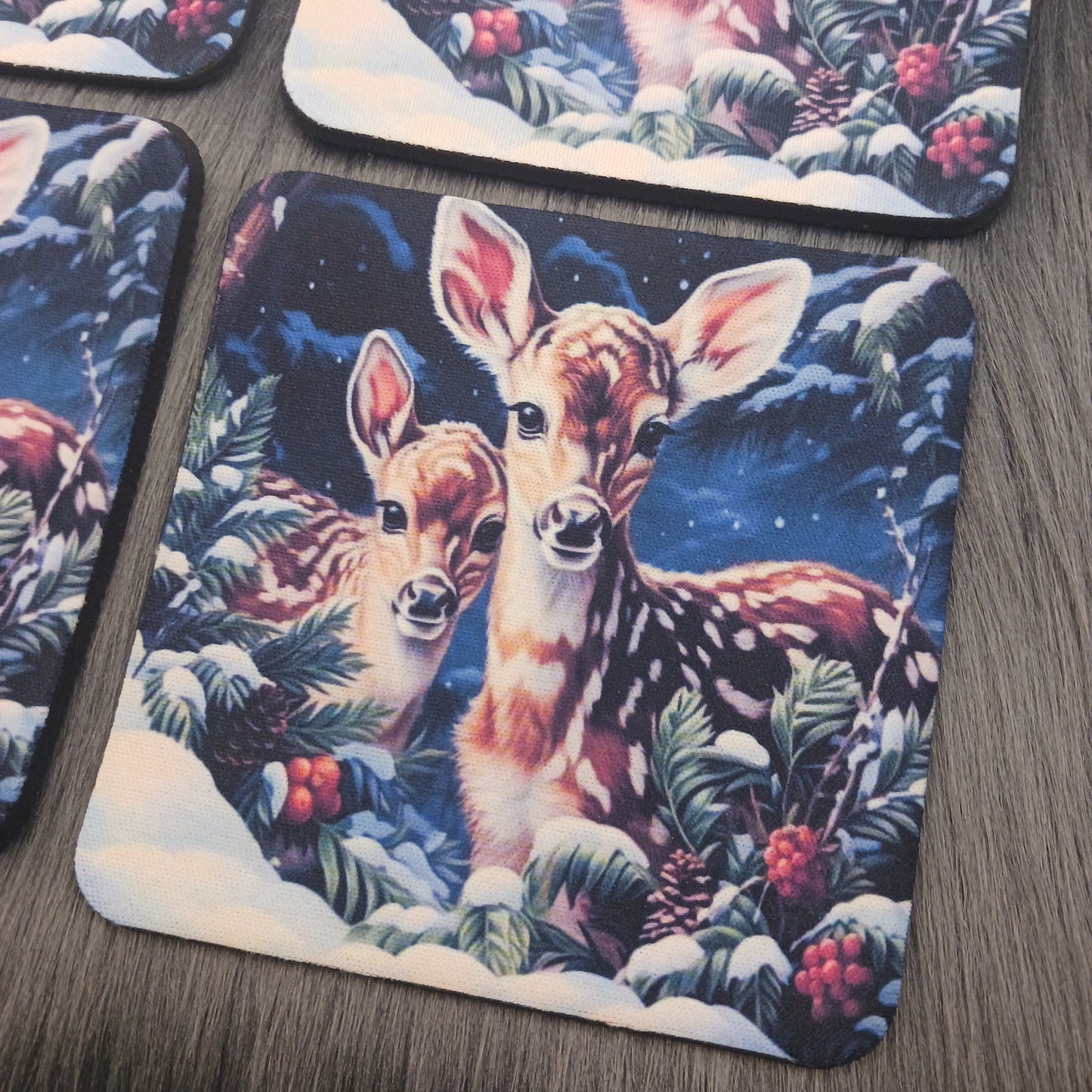 Winter deer table top coasters