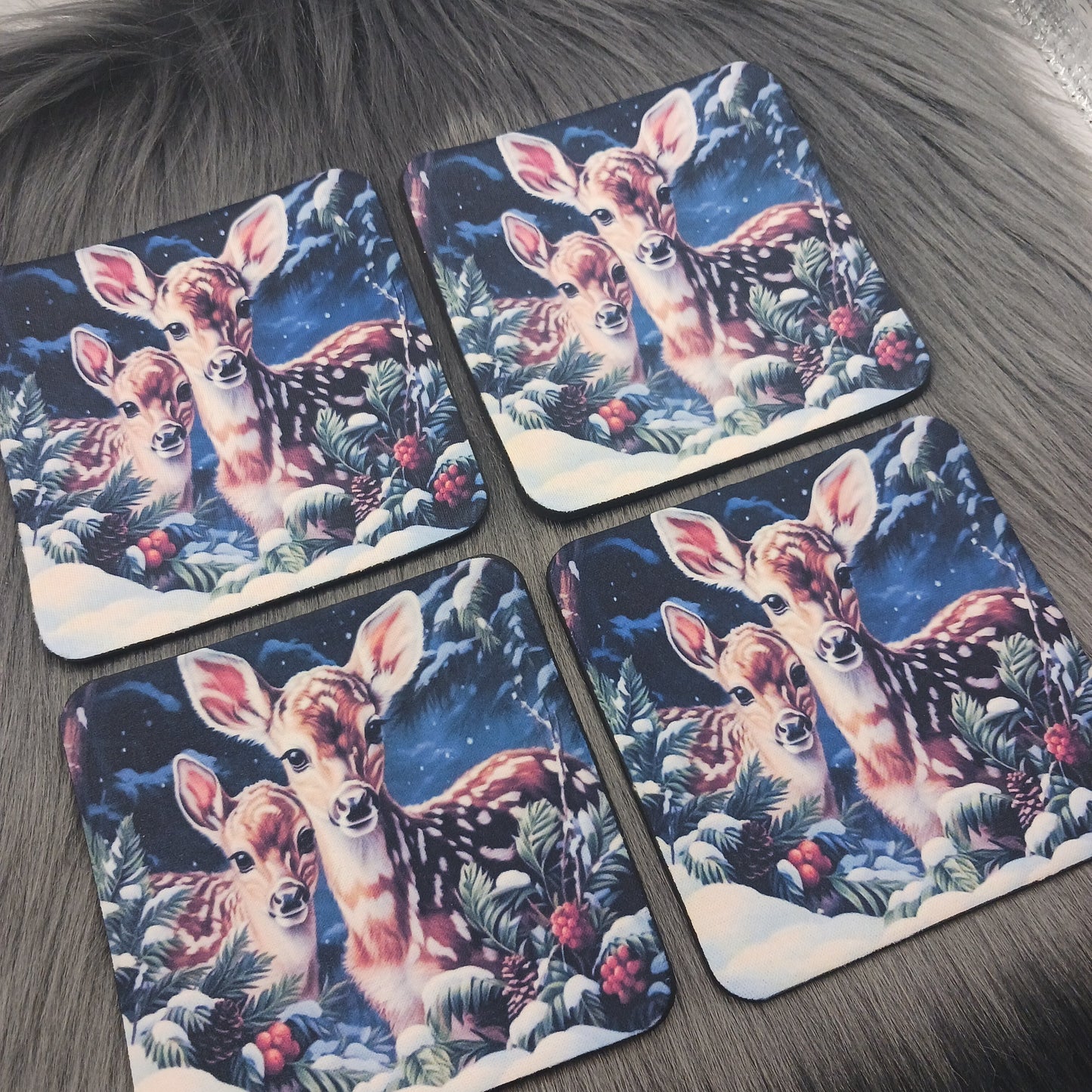 Winter deer table top coasters