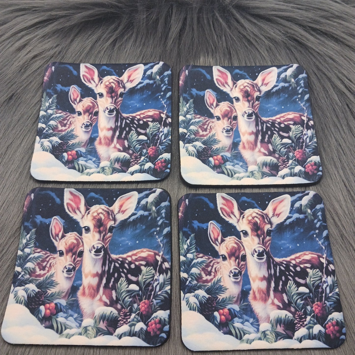 Winter deer table top coasters