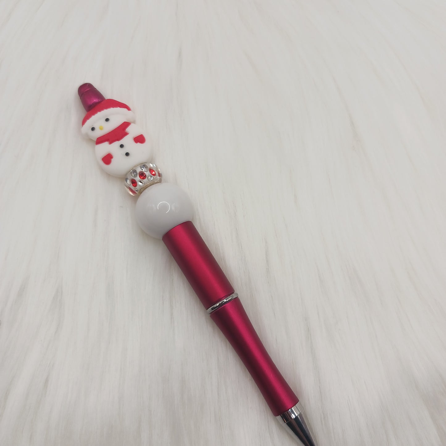 Red snowman beaded pen