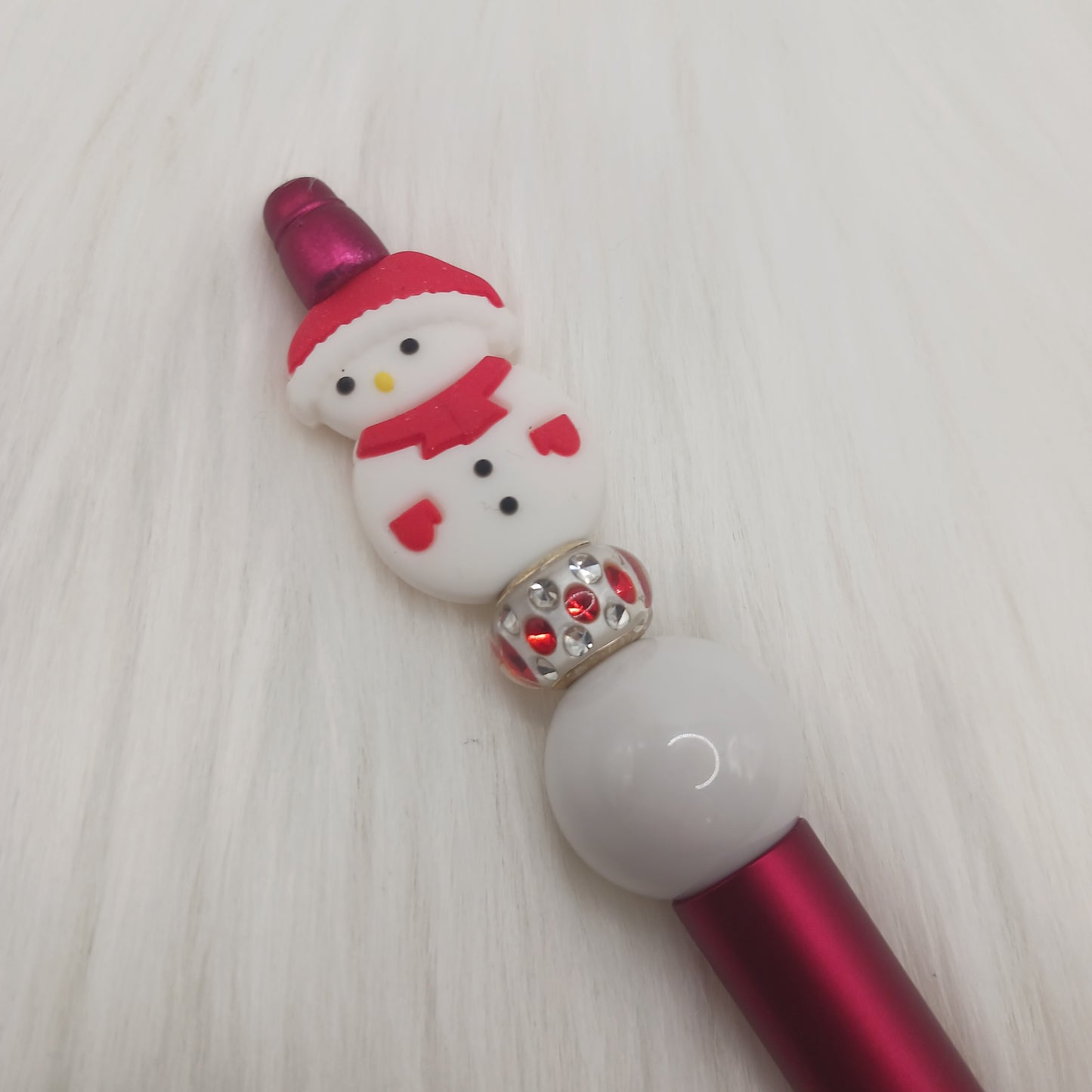 Red snowman beaded pen