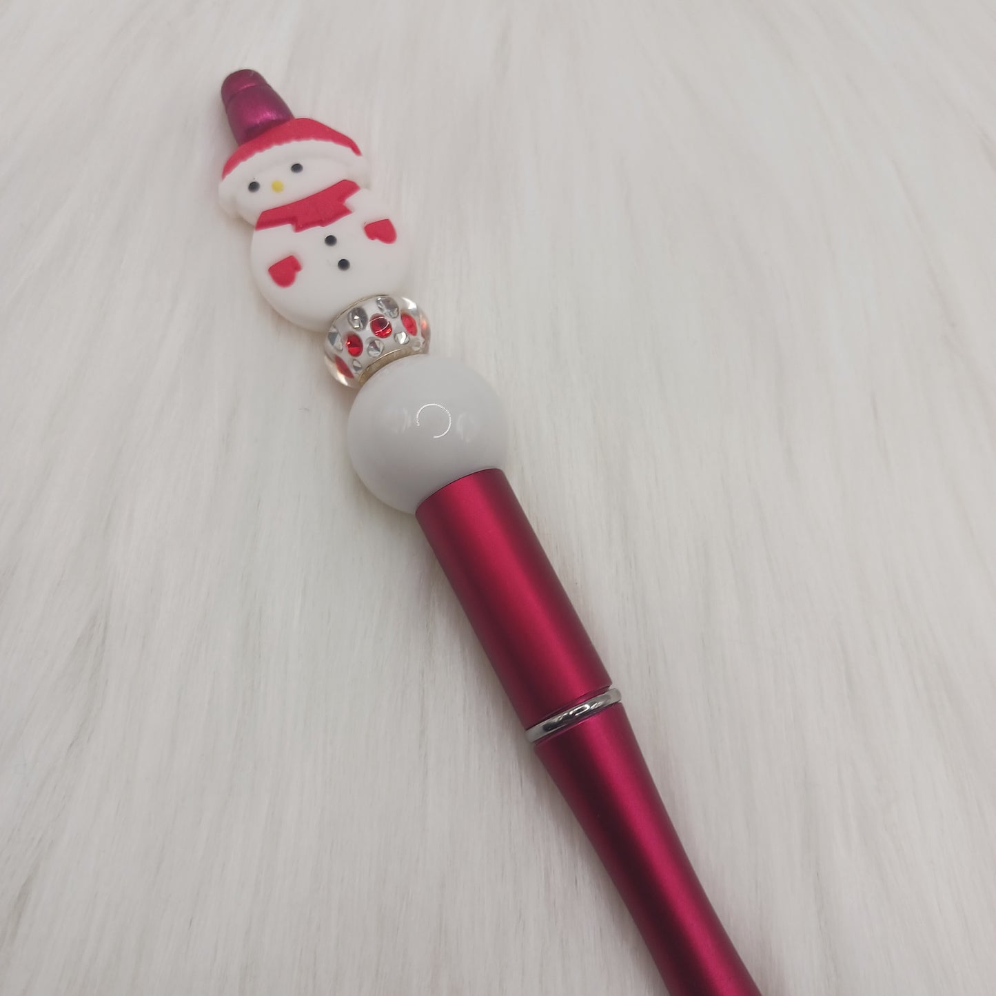 Red snowman beaded pen