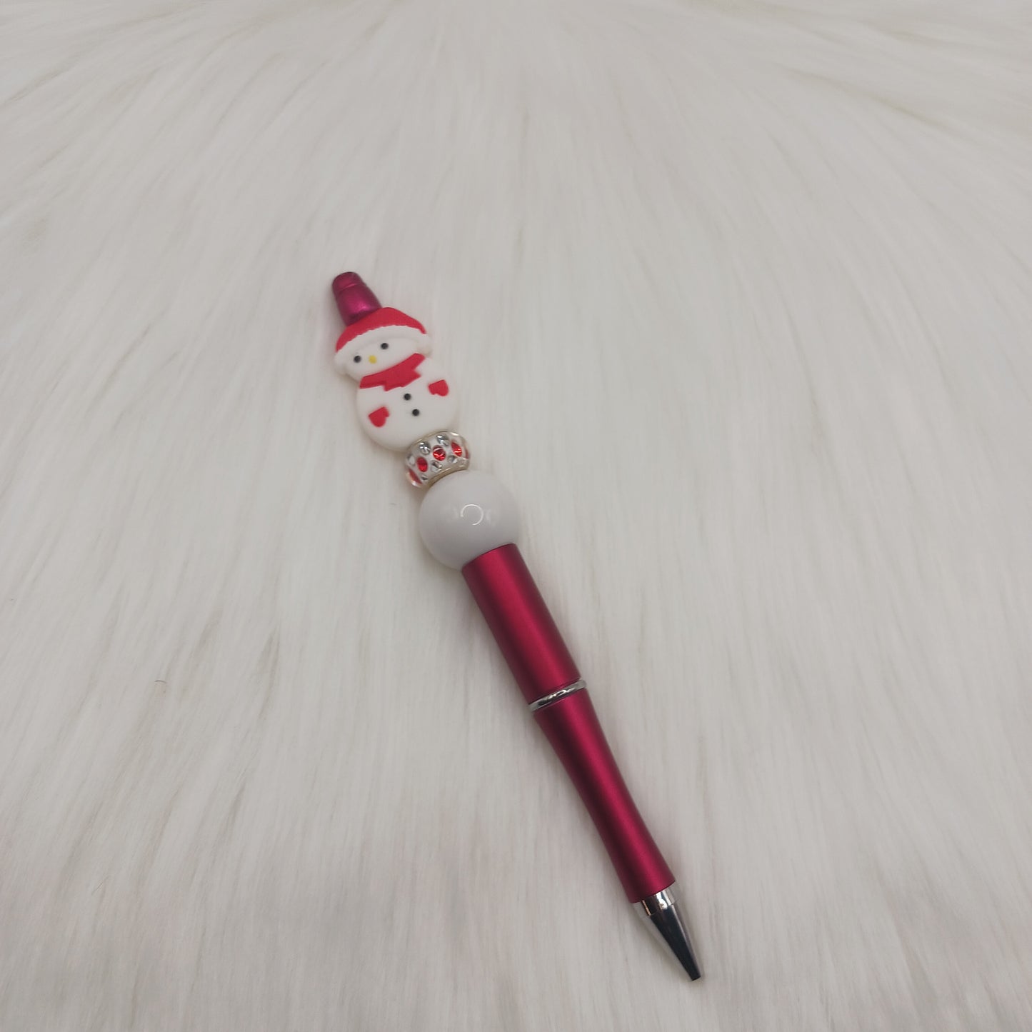 Red snowman beaded pen