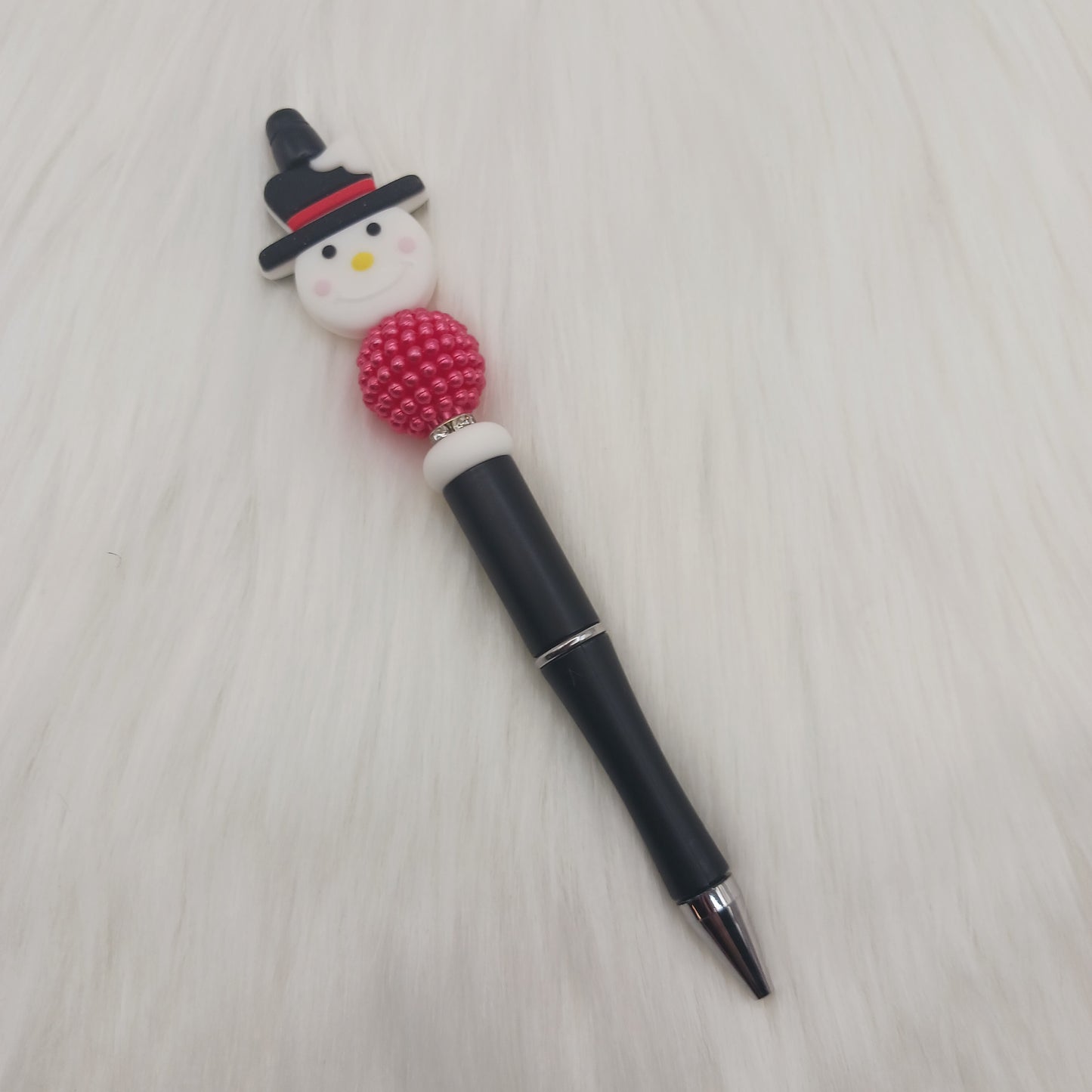 Snowman with hat beaded pen