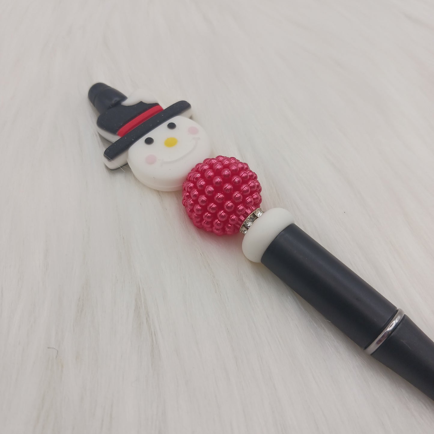 Snowman with hat beaded pen