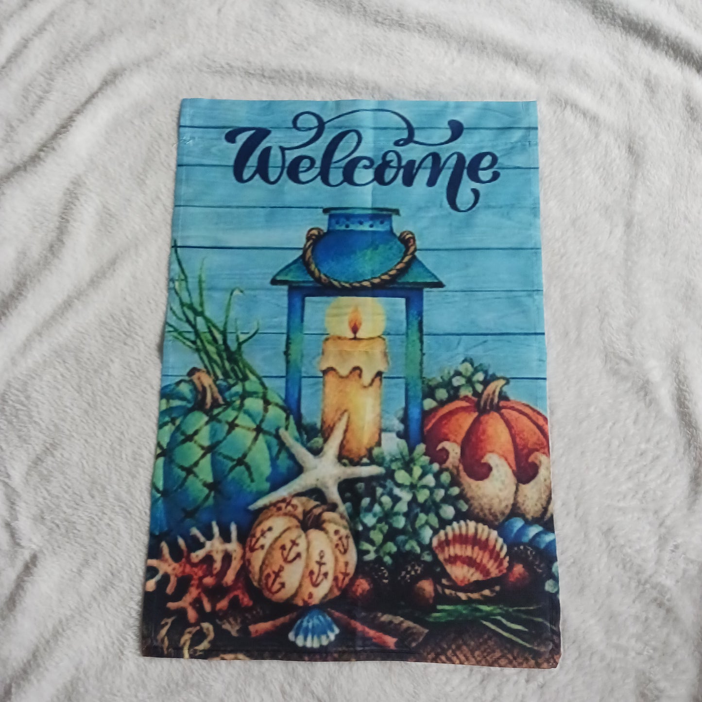 Welcome candle light garden flag