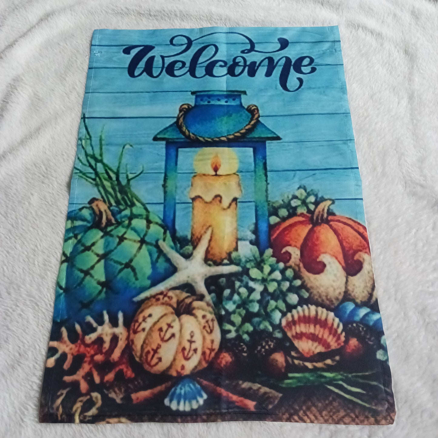 Welcome candle light garden flag