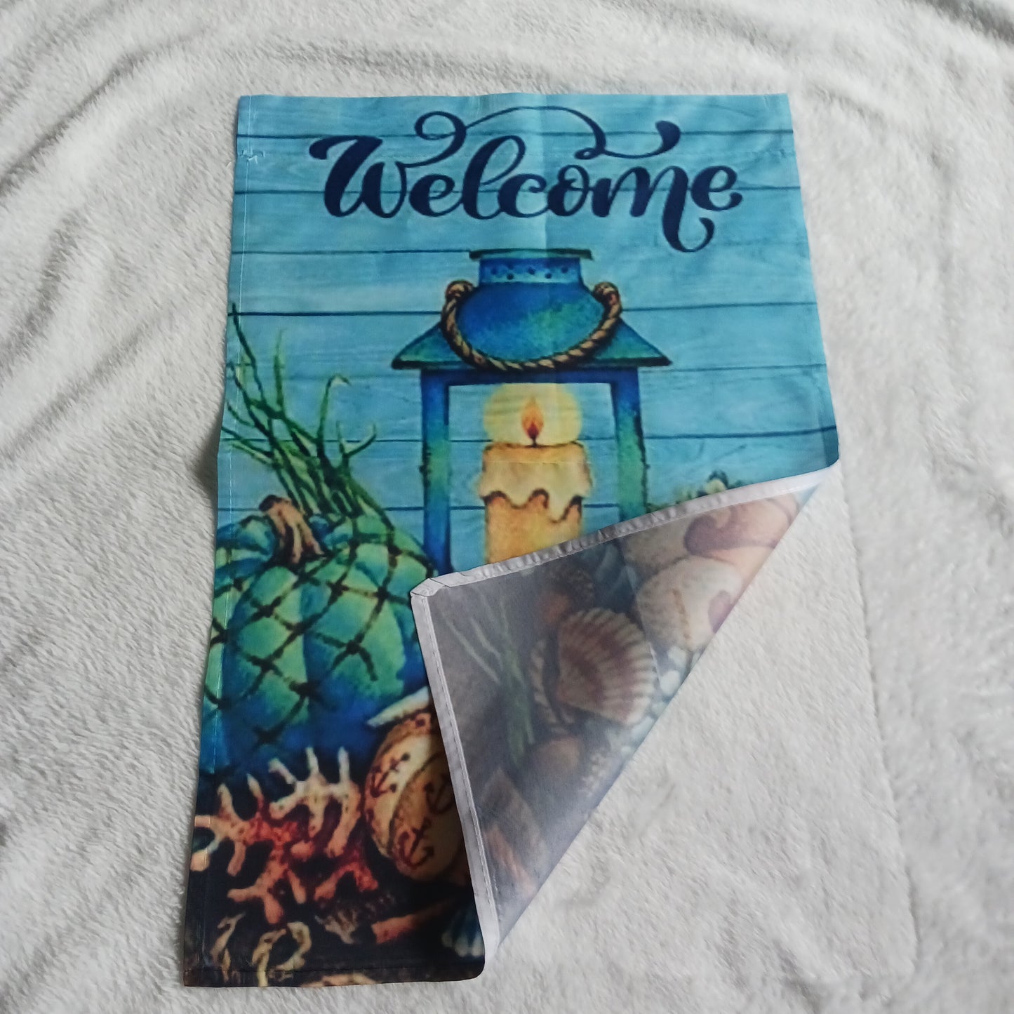 Welcome candle light garden flag