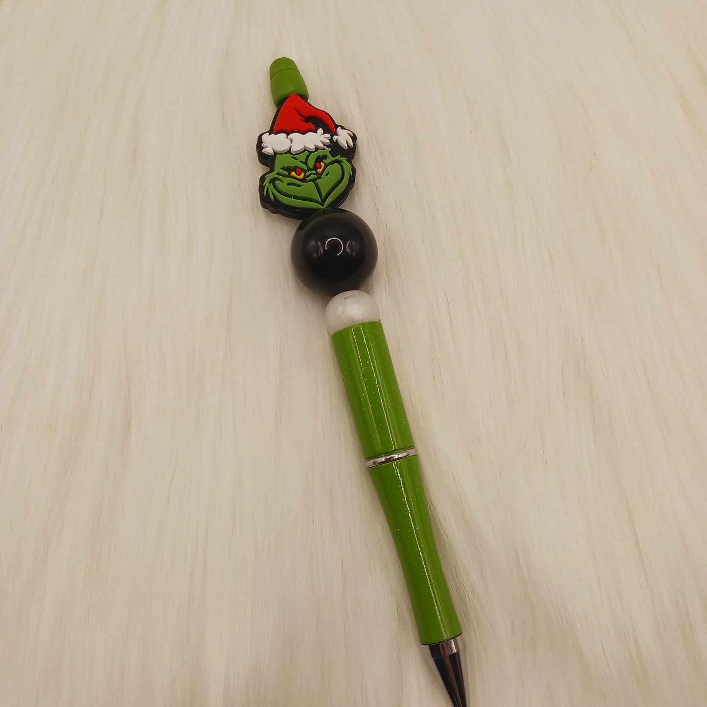 Green guy green glitter beaded pen