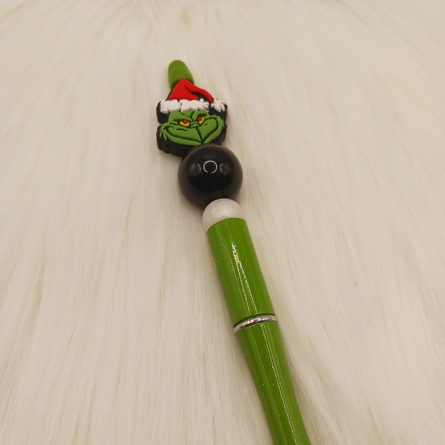 Green guy green glitter beaded pen