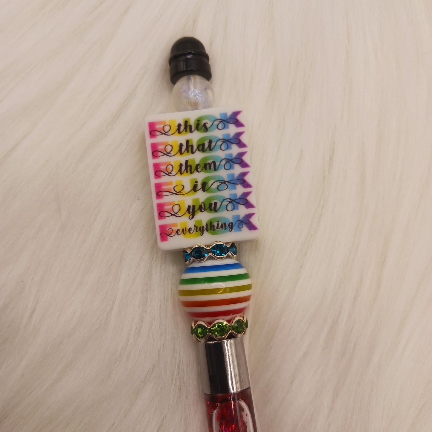 F this that them... Beaded snowglobe pen