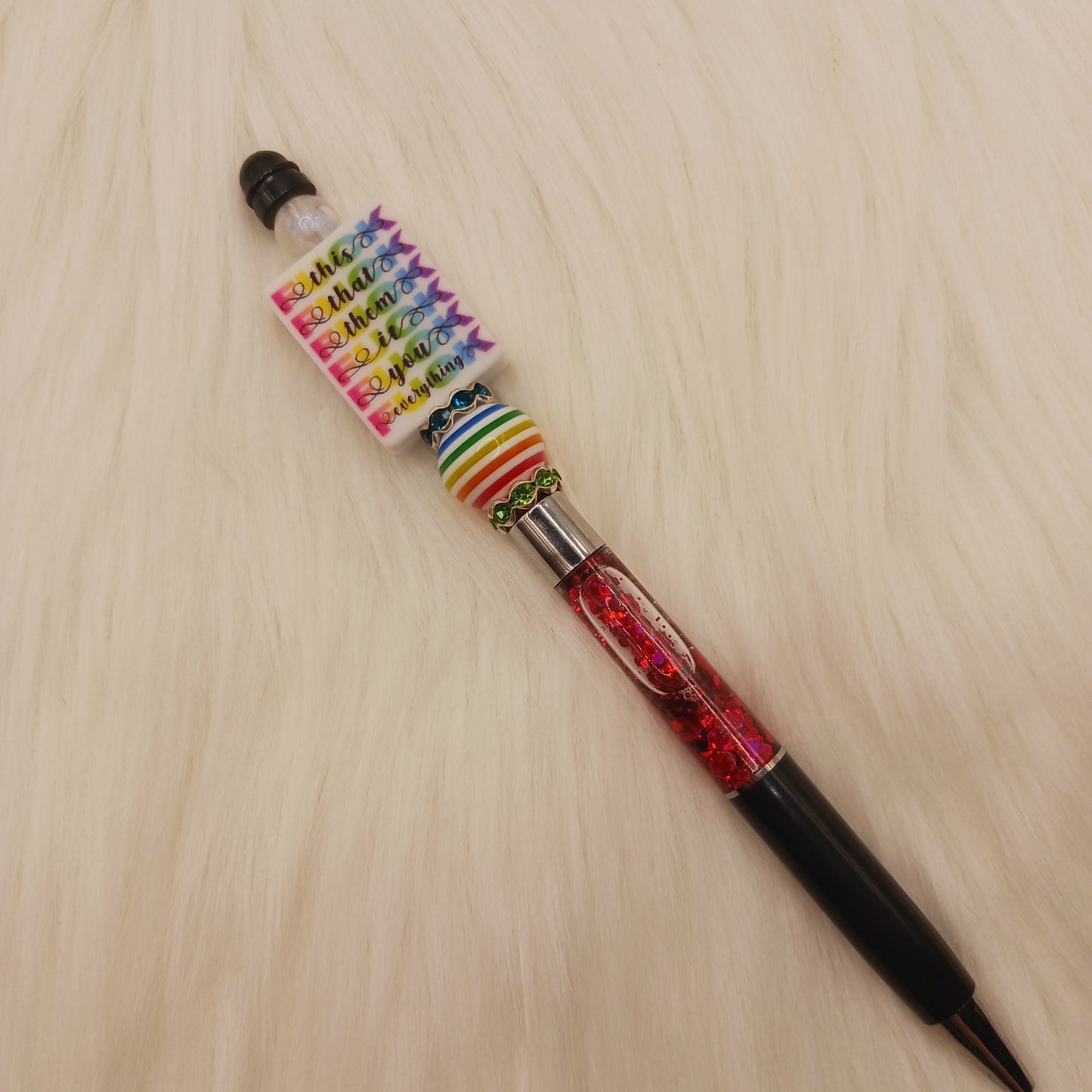 F this that them... Beaded snowglobe pen