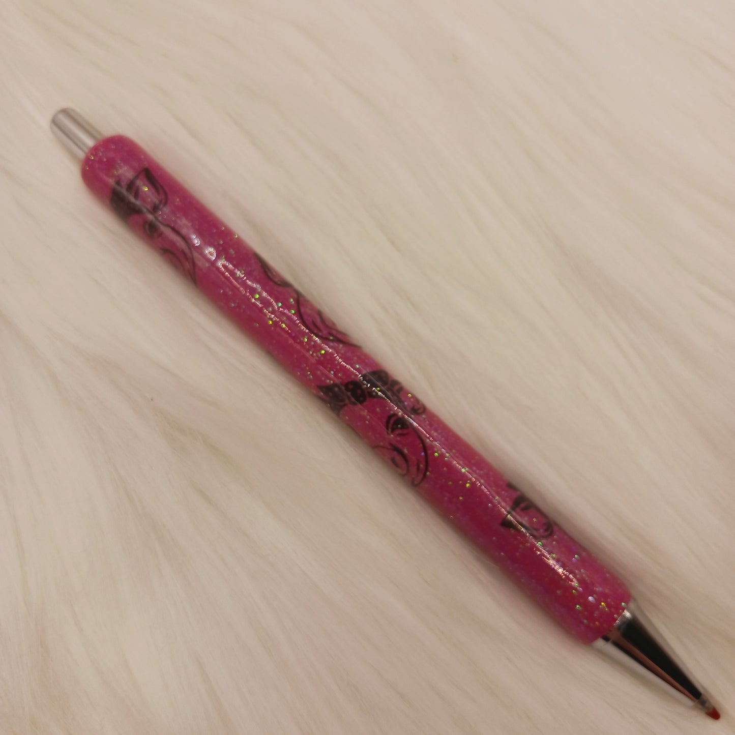 Pink glitter piggy epoxy pen