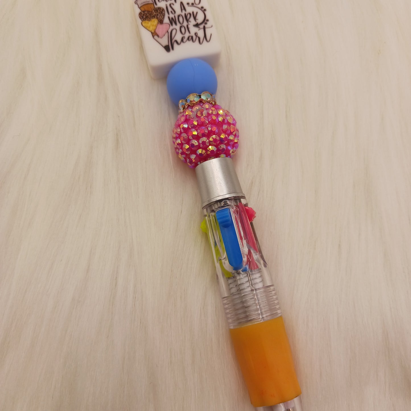 Teaching is a work of heart multi ink beaded pen