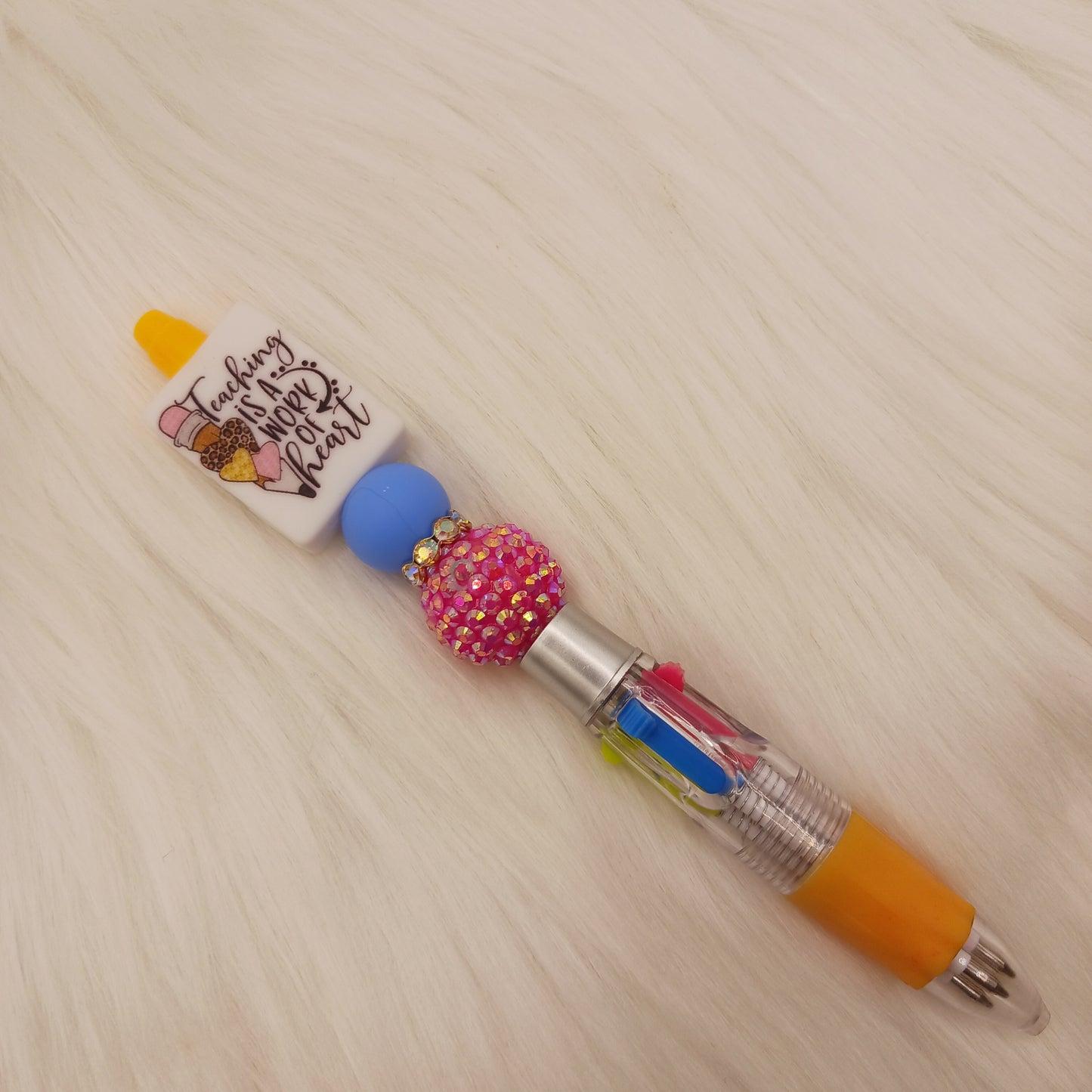 Teaching is a work of heart multi ink beaded pen