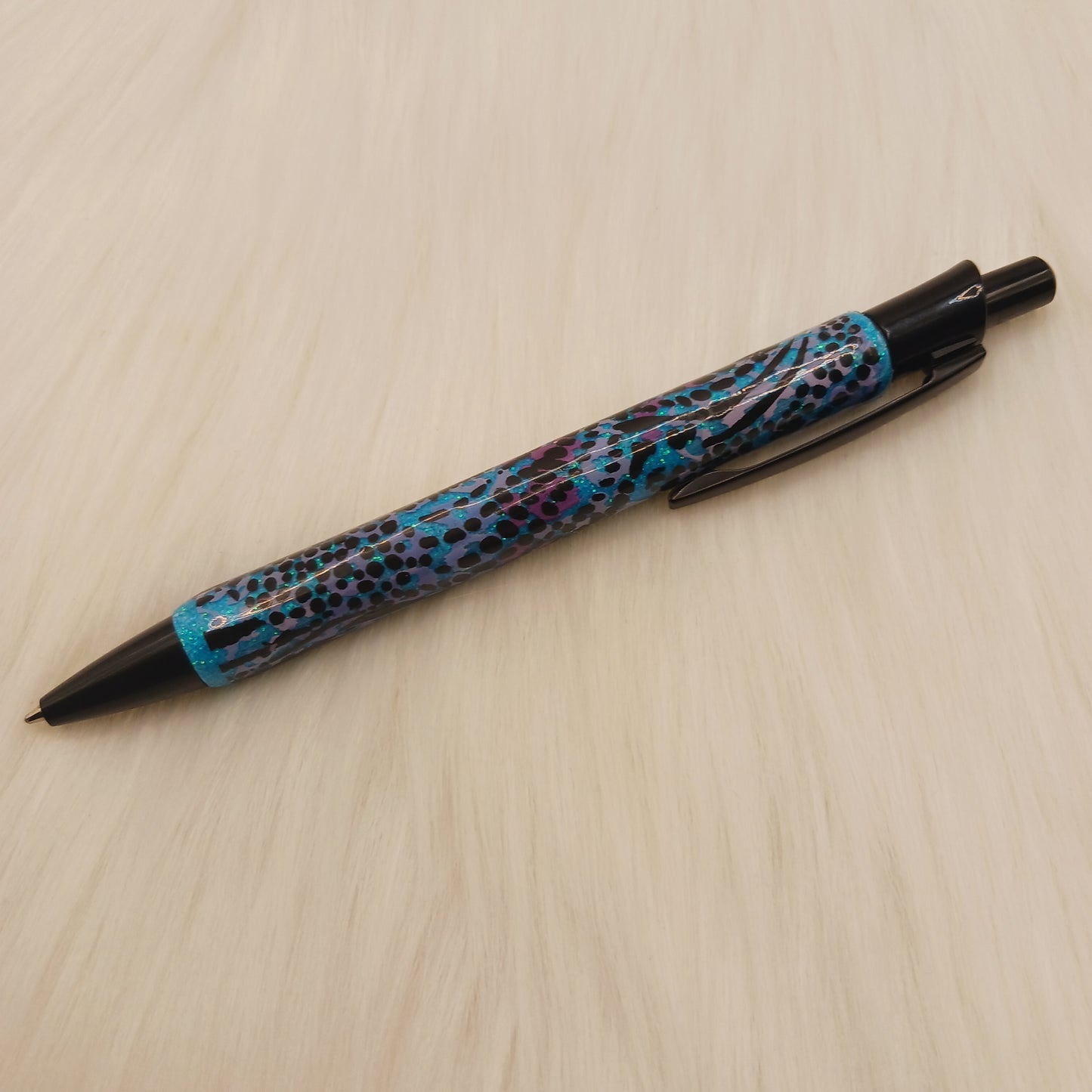 Blue glitter epoxy pen