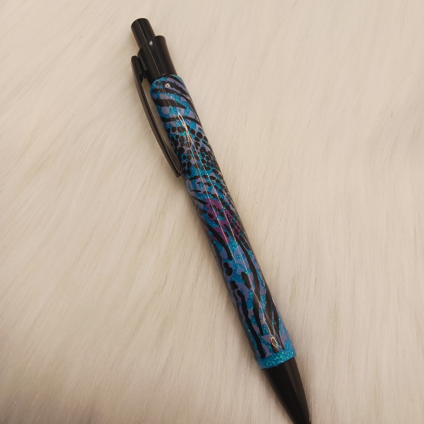 Blue glitter epoxy pen