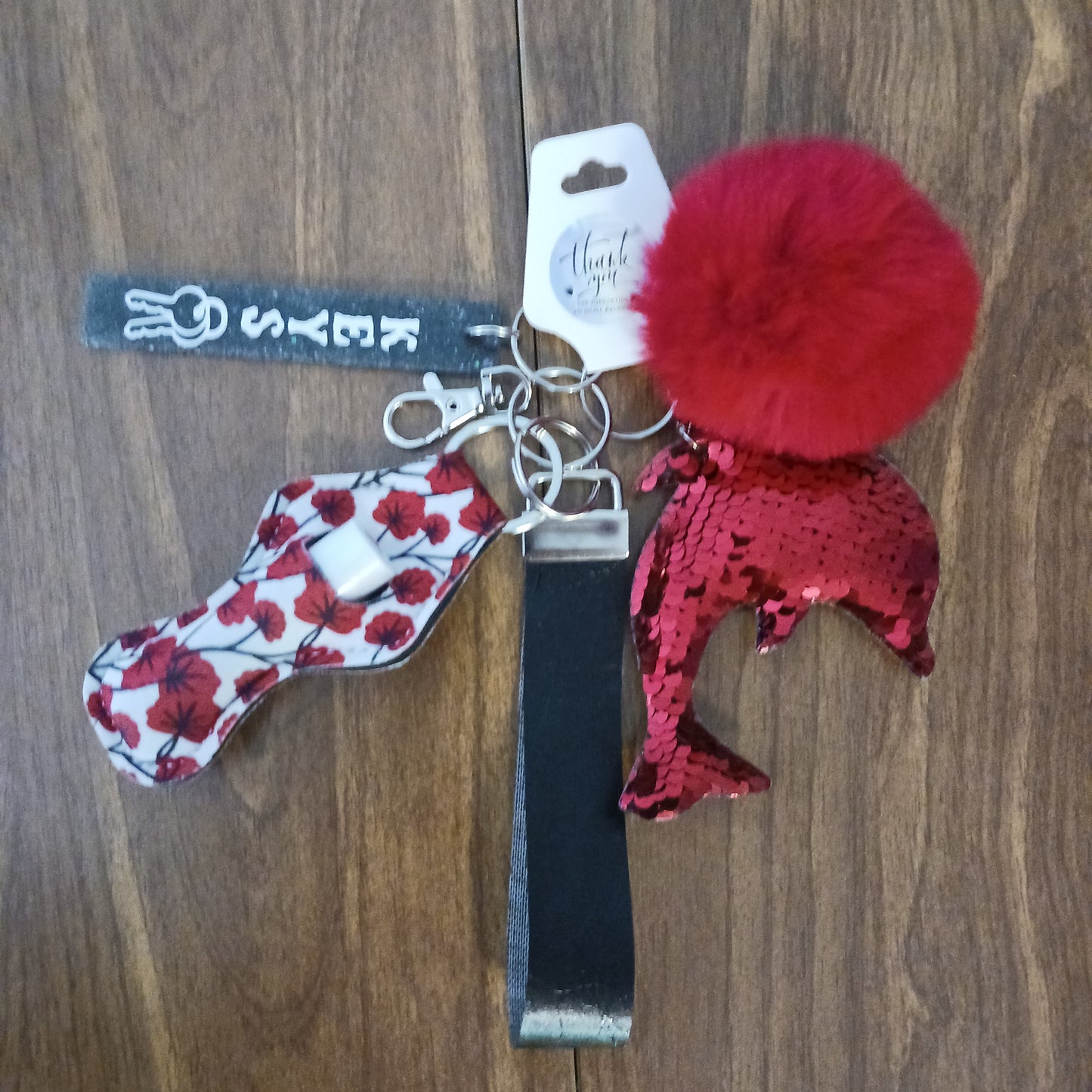 Red themed keychain set