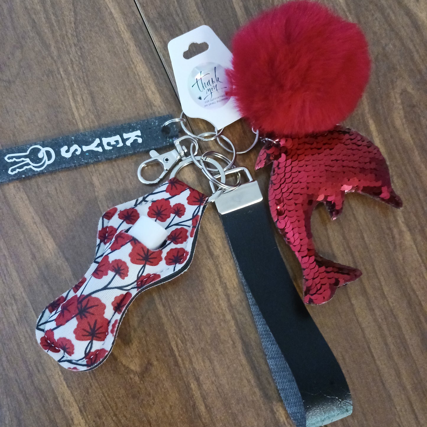 Red themed keychain set