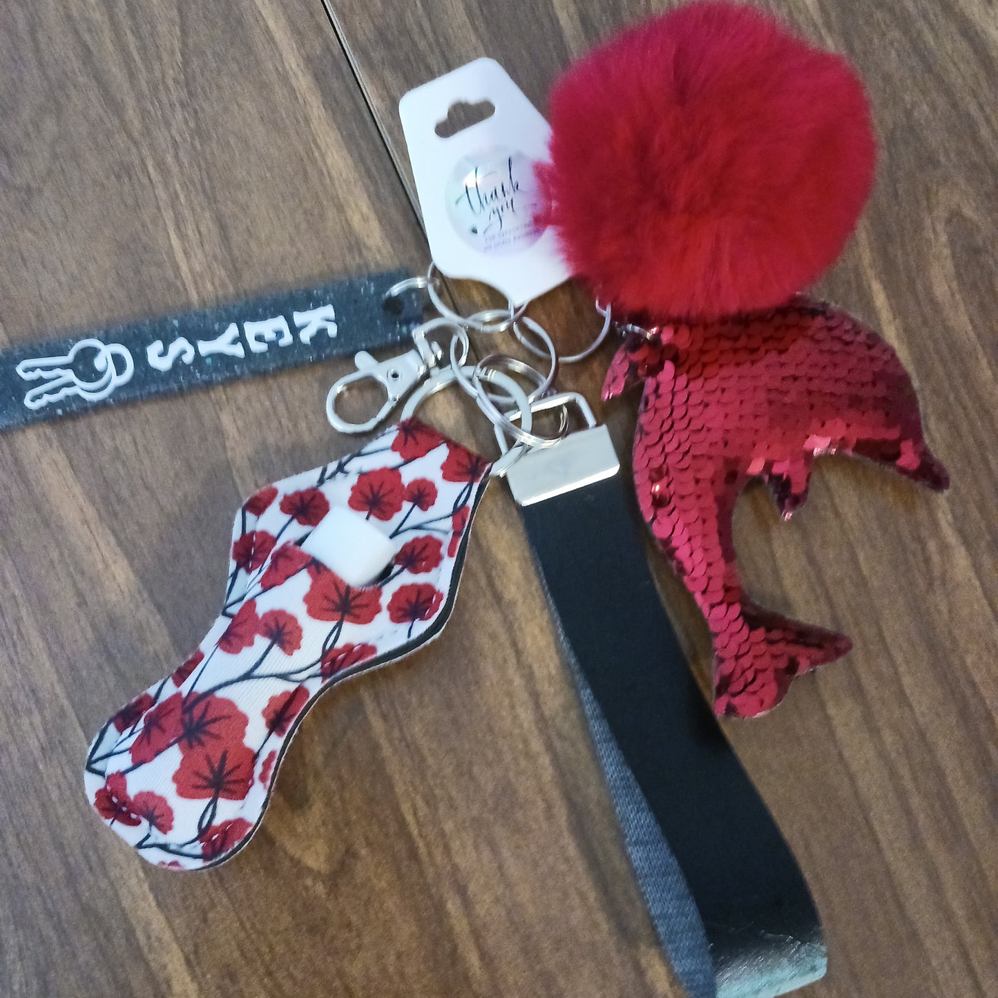 Red themed keychain set