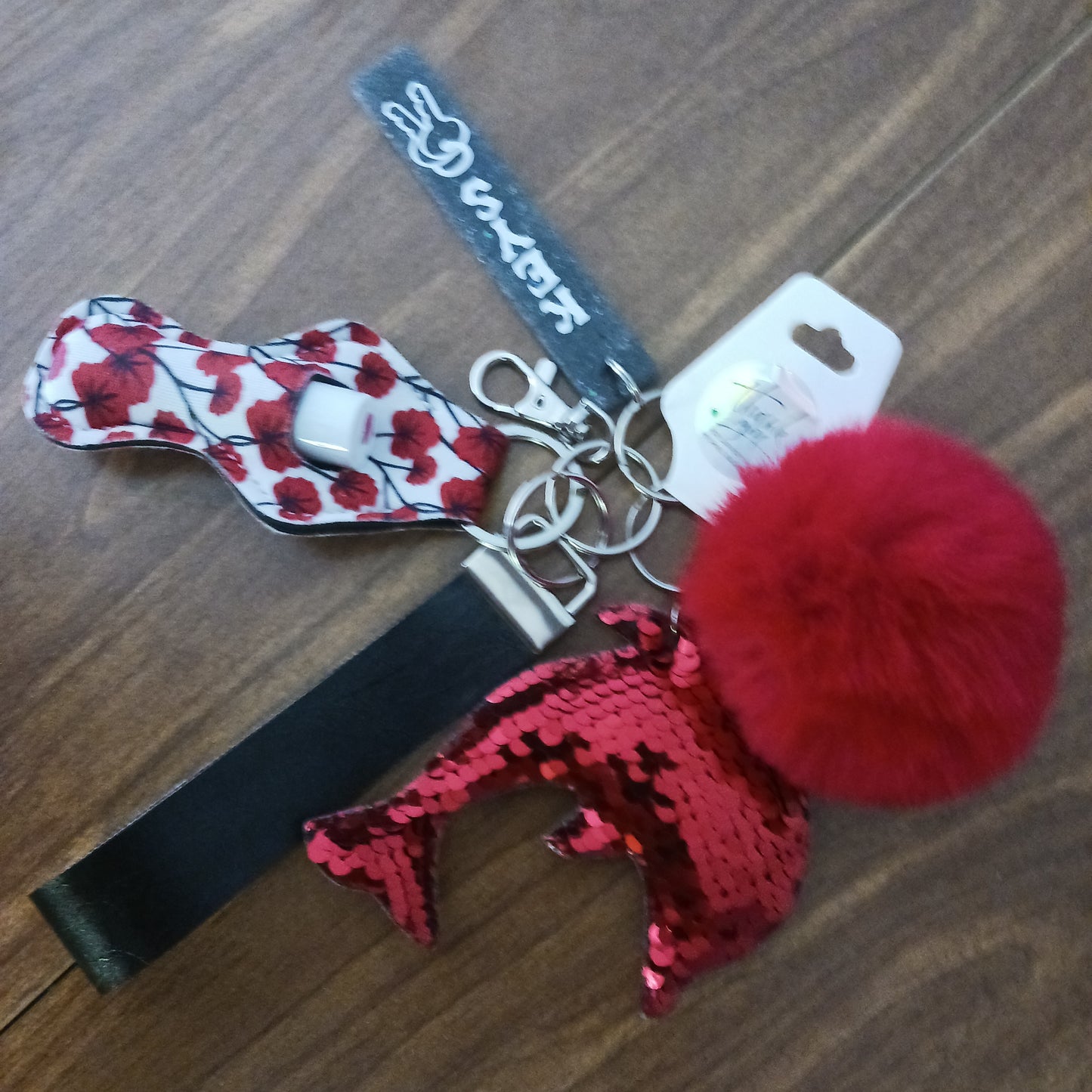 Red themed keychain set