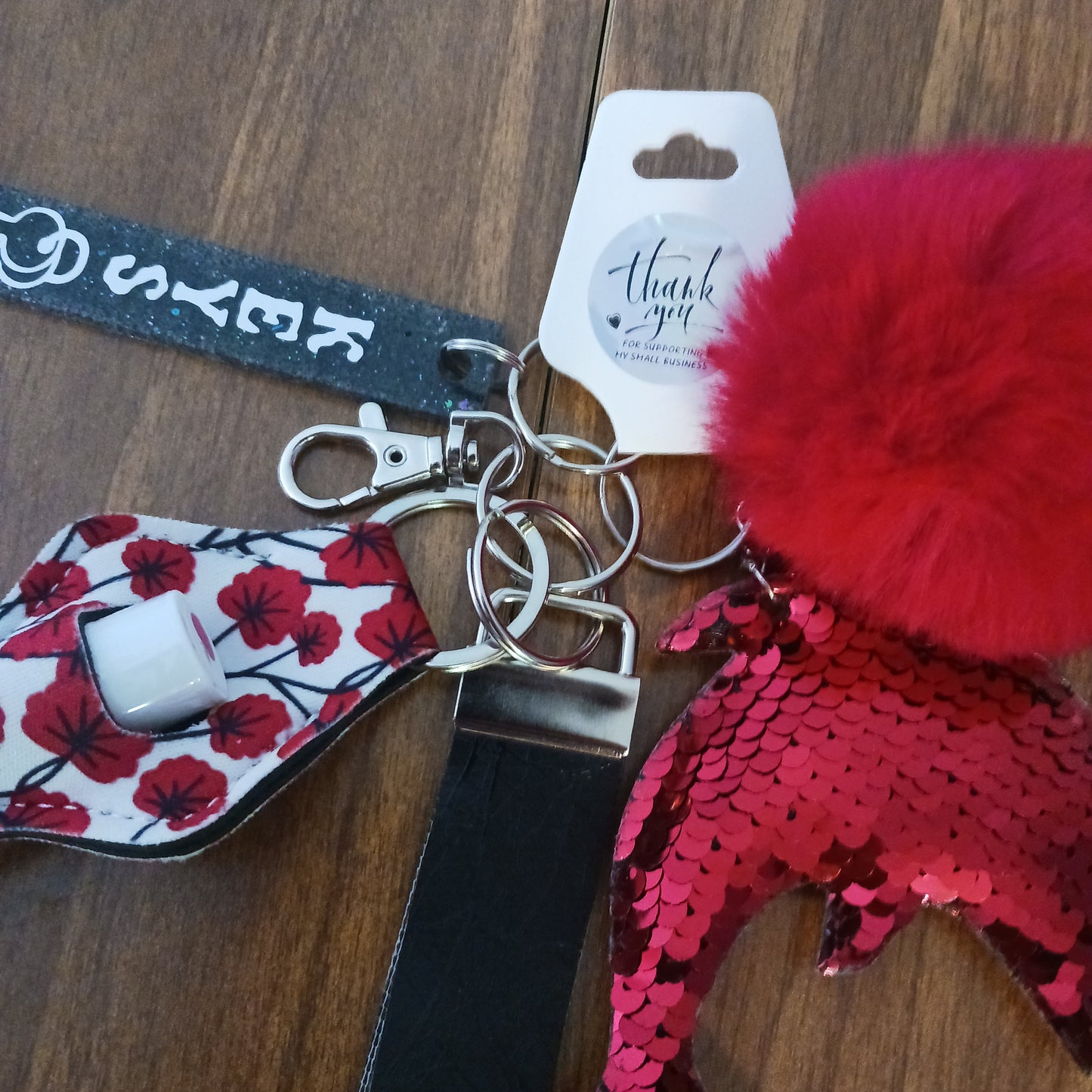 Red themed keychain set