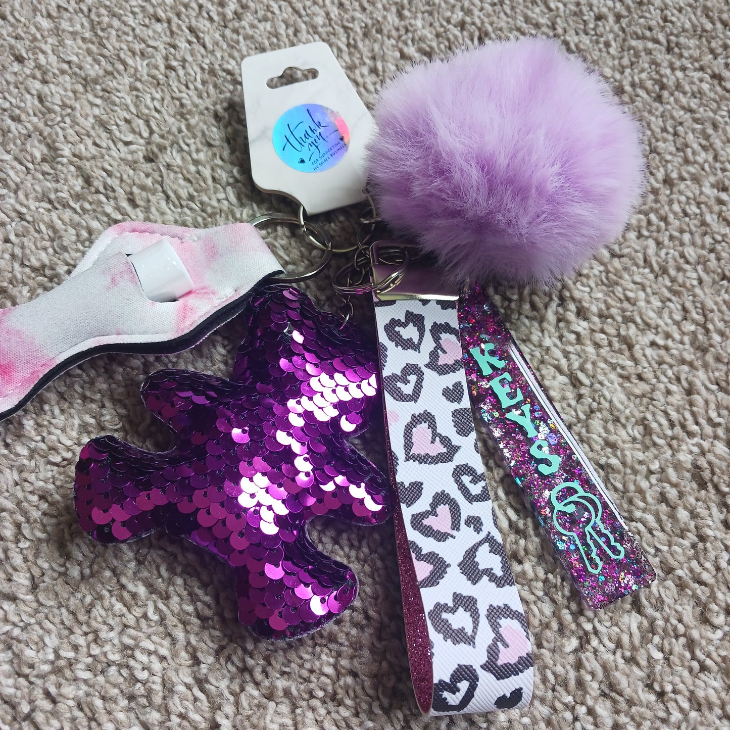 Purple Bear Keychain Set