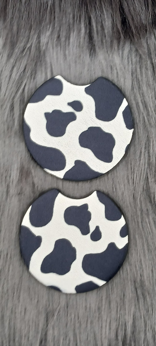 Cow print car coasters
