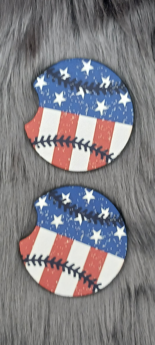 USA baseball car coasters