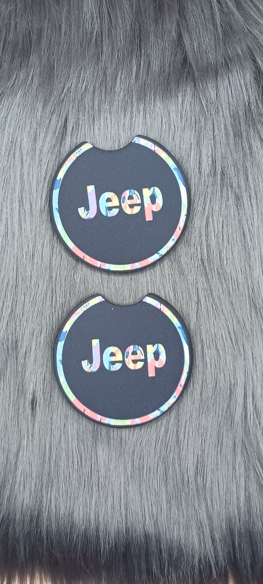 Colorful j.e.e.p. car coasters