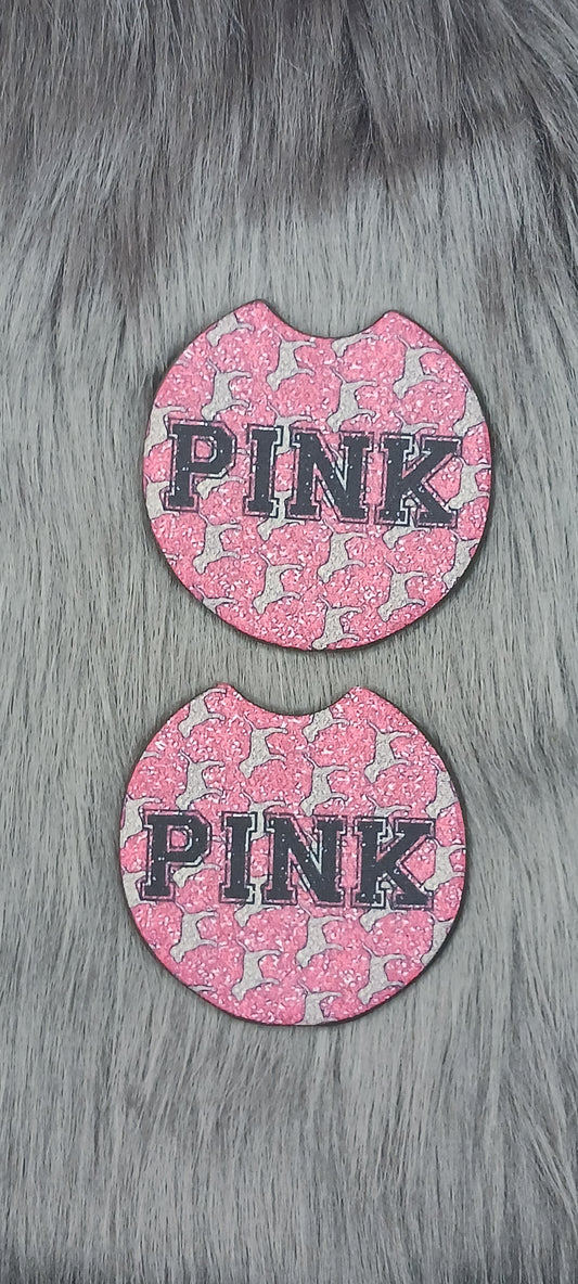 Pink dog car coasters