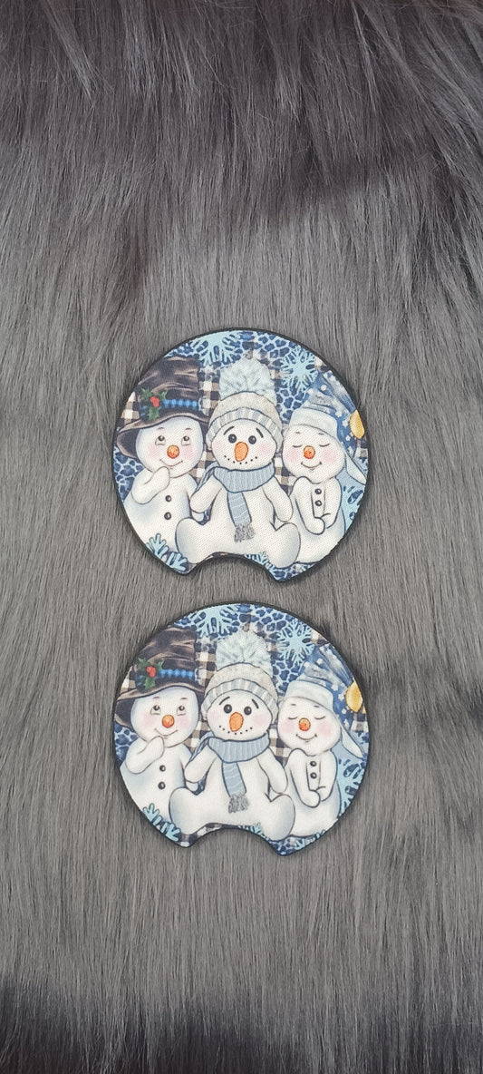Three Snowmen Christmas car coasters