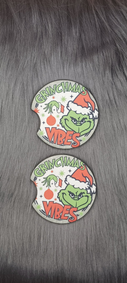 Grinchmas vibes car coasters