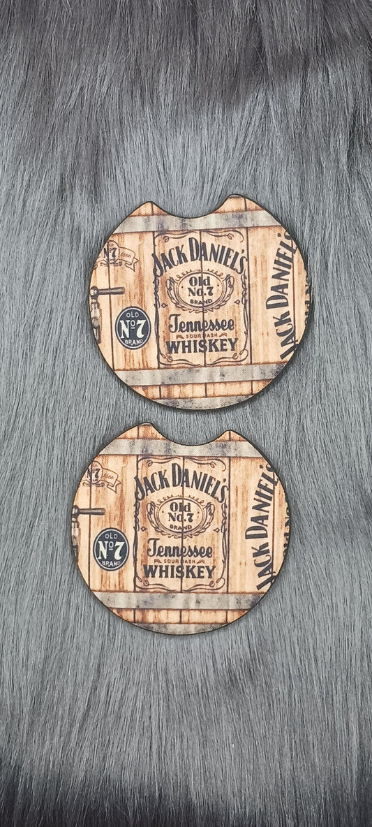Whiskey barrel car coasters