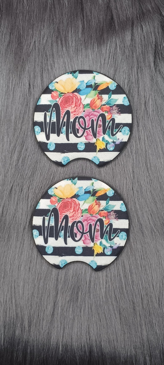 Striped mom car coasters