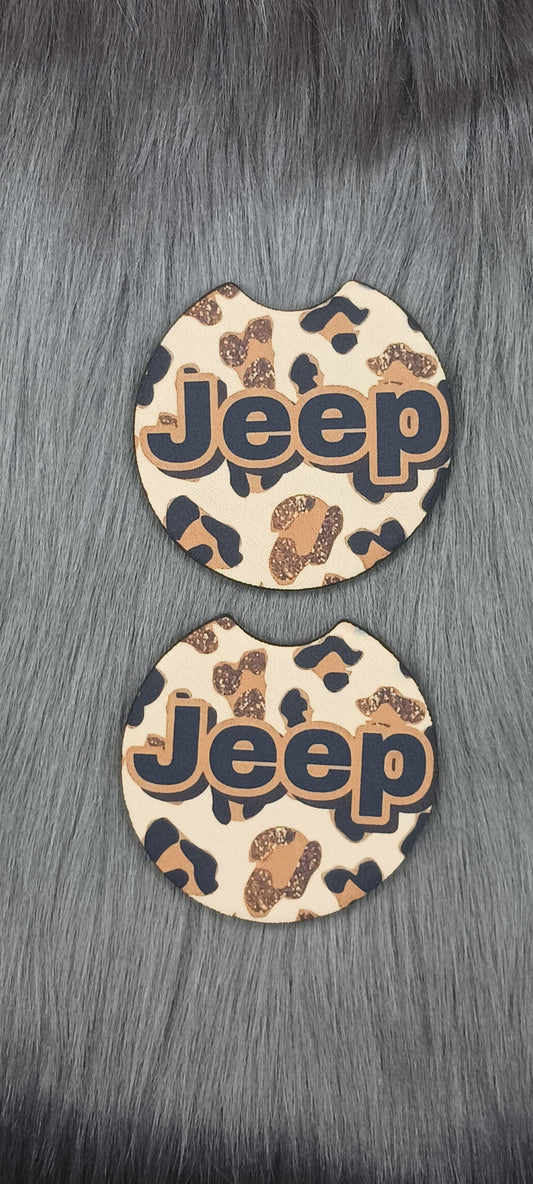 Gold Animal Print Car Coasters