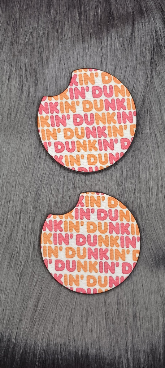 DD pink orange car coasters