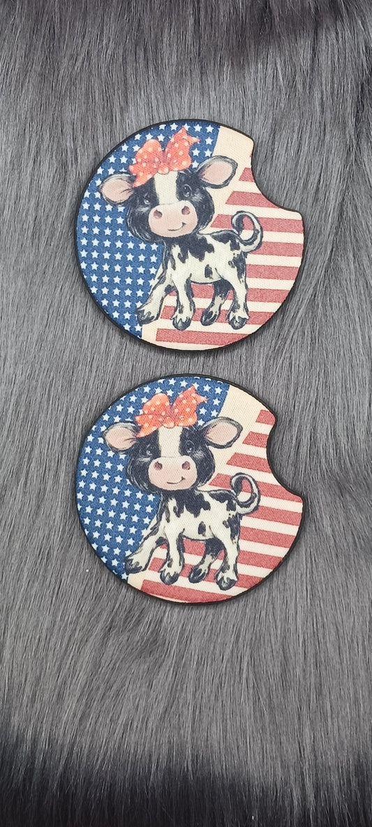 USA baby cow car coasters