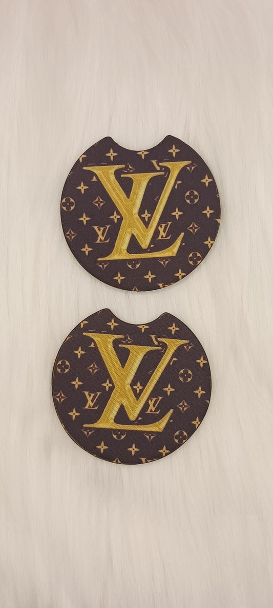 Brown gold inspo car coasters