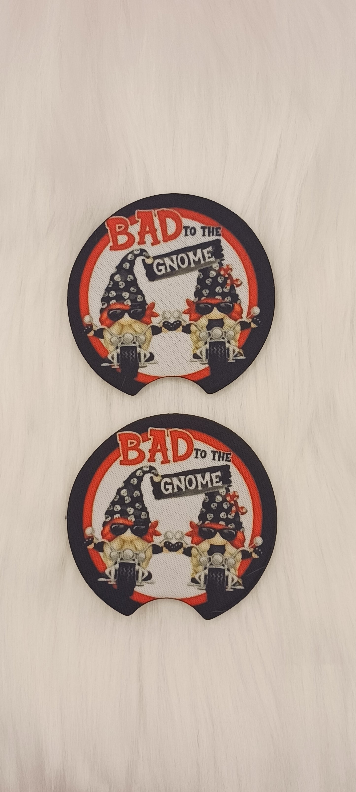 Bad to the gnome car coasters
