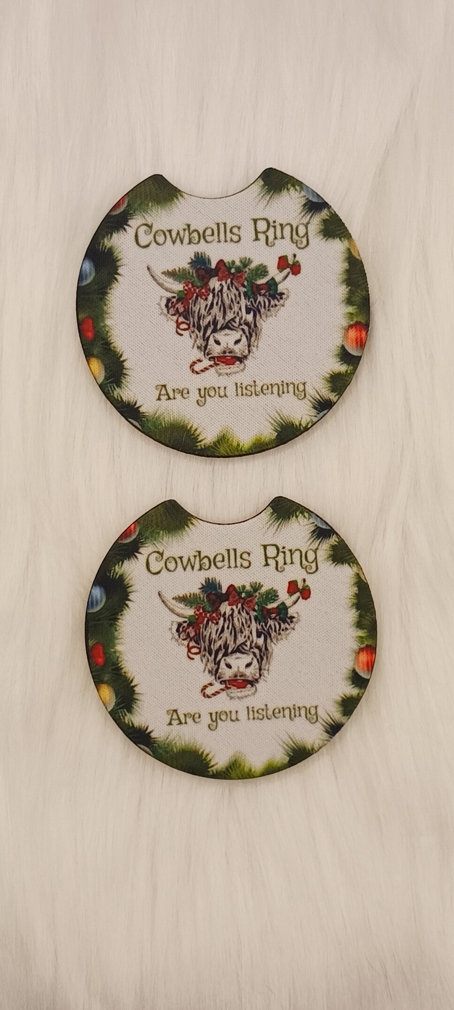 Cowbells ring car coasters