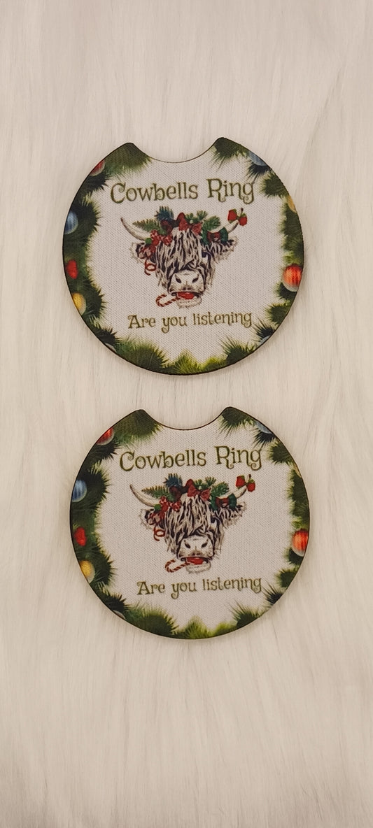 Cowbells ring car coasters