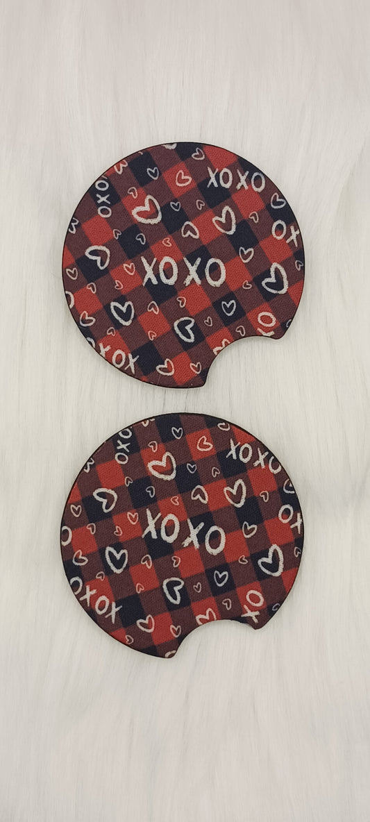 XOXO plaid car coasters