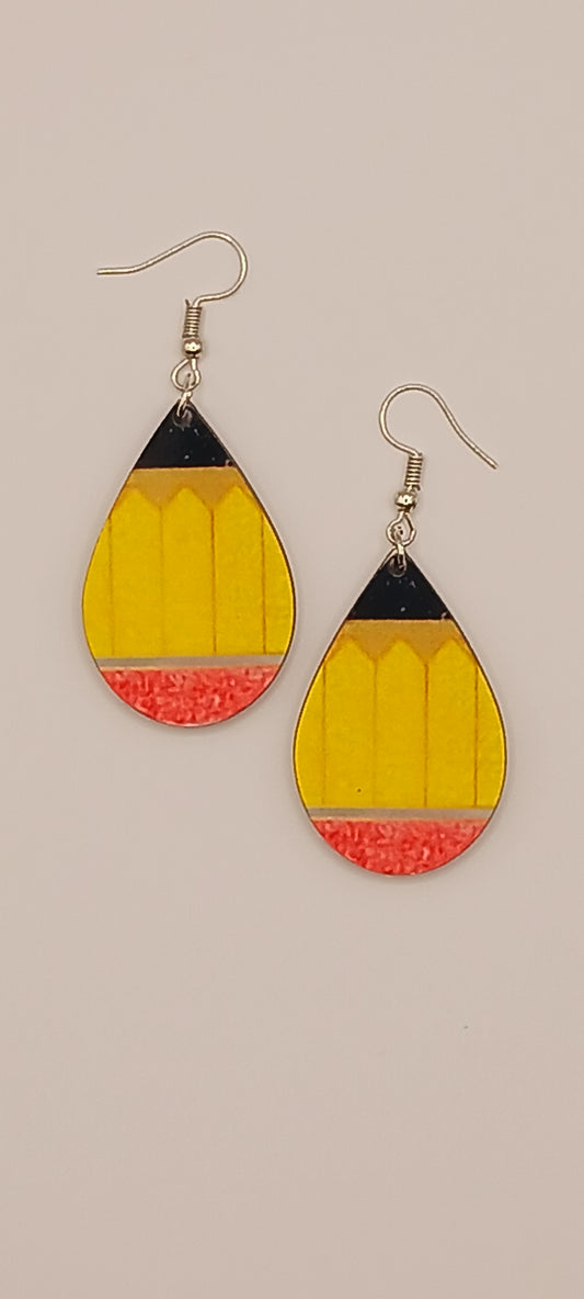 Yellow pencil earrings